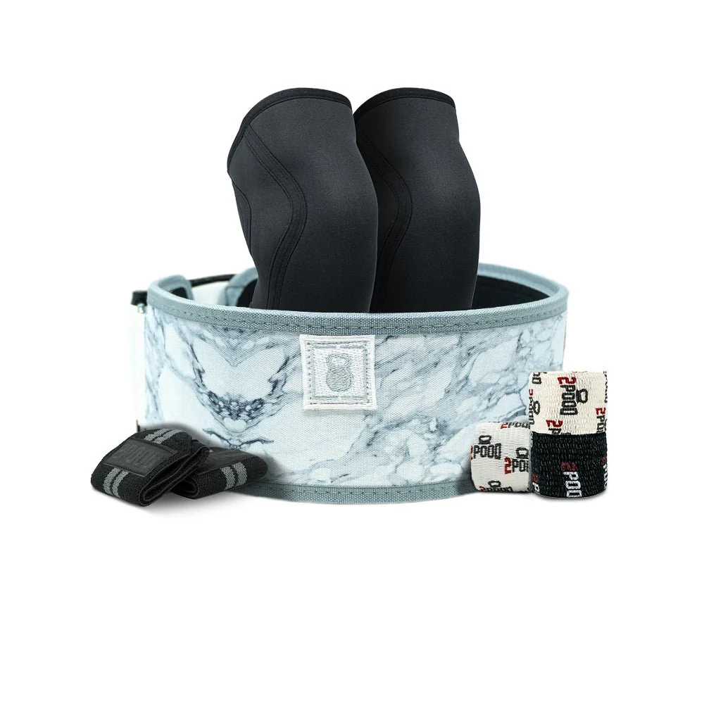 4" White Marble Belt Lifting Bundle